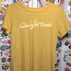 Retro-style yellow California tee, ladies cut